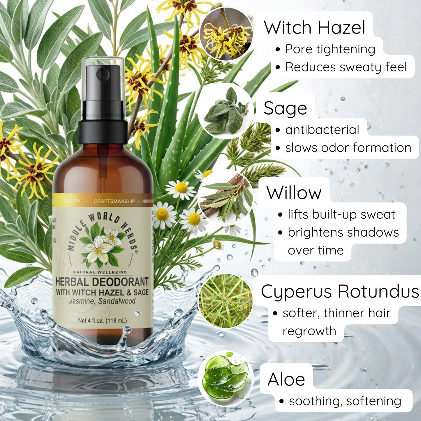 Herbal Deodorant Witch Hazel and Sage